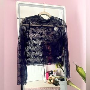 Sheer Navy Lace Top (Aerie)